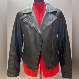Women's Grey Faux Leather Jacket